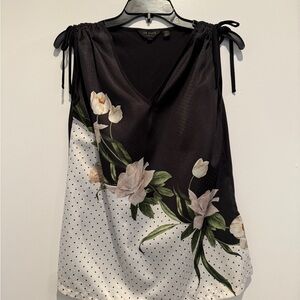 Floral Black and White Top by Ted Baker